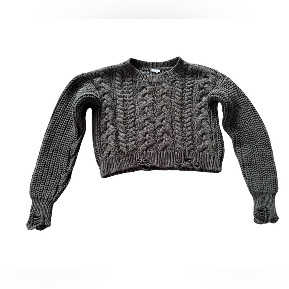 Cable Knit Cropped Swester Garage Brand Women’s XS Military Green